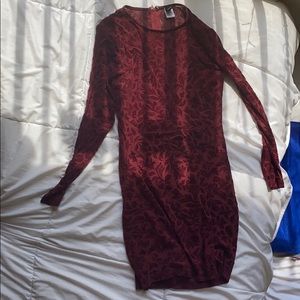 Maroon dress with long sleeves